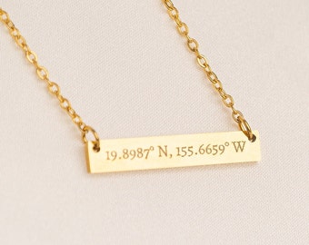 Gold coordinate necklace, silver coordinates necklace, where it all began jewellery, where we met, number necklace, moving away gift