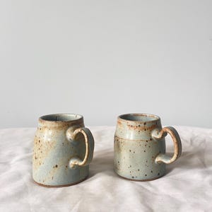 Set of 2 Light Blue Espresso Cups : Stoneware Robins Egg Mini Mugs