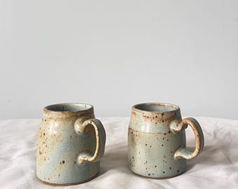 Juego de 2 tazas de espresso azul claro: mini tazas de gres color azul huevo de petirrojo.