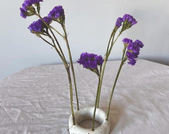 Jarrón de cerámica con 5 agujeros para Ikebana, con forma de donut, color blanco