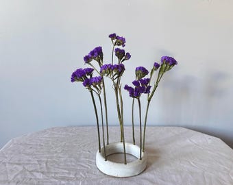 Anillo protector de tallo de gres - Jarrón de cerámica blanca para arreglos florales secos de Ikebana