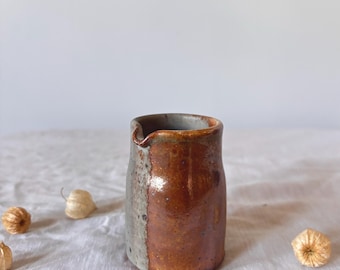 Jarra para leche de cobre y gris: Jarra pequeña de gres para leche