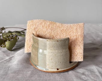 Plato para esponjas de cerámica azul y blanca: Soporte para esponjas de gres