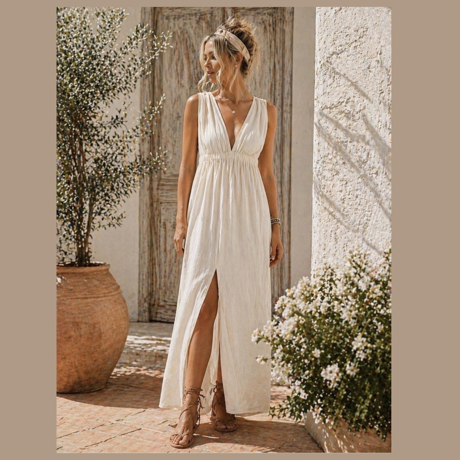 Cream Boho Dress