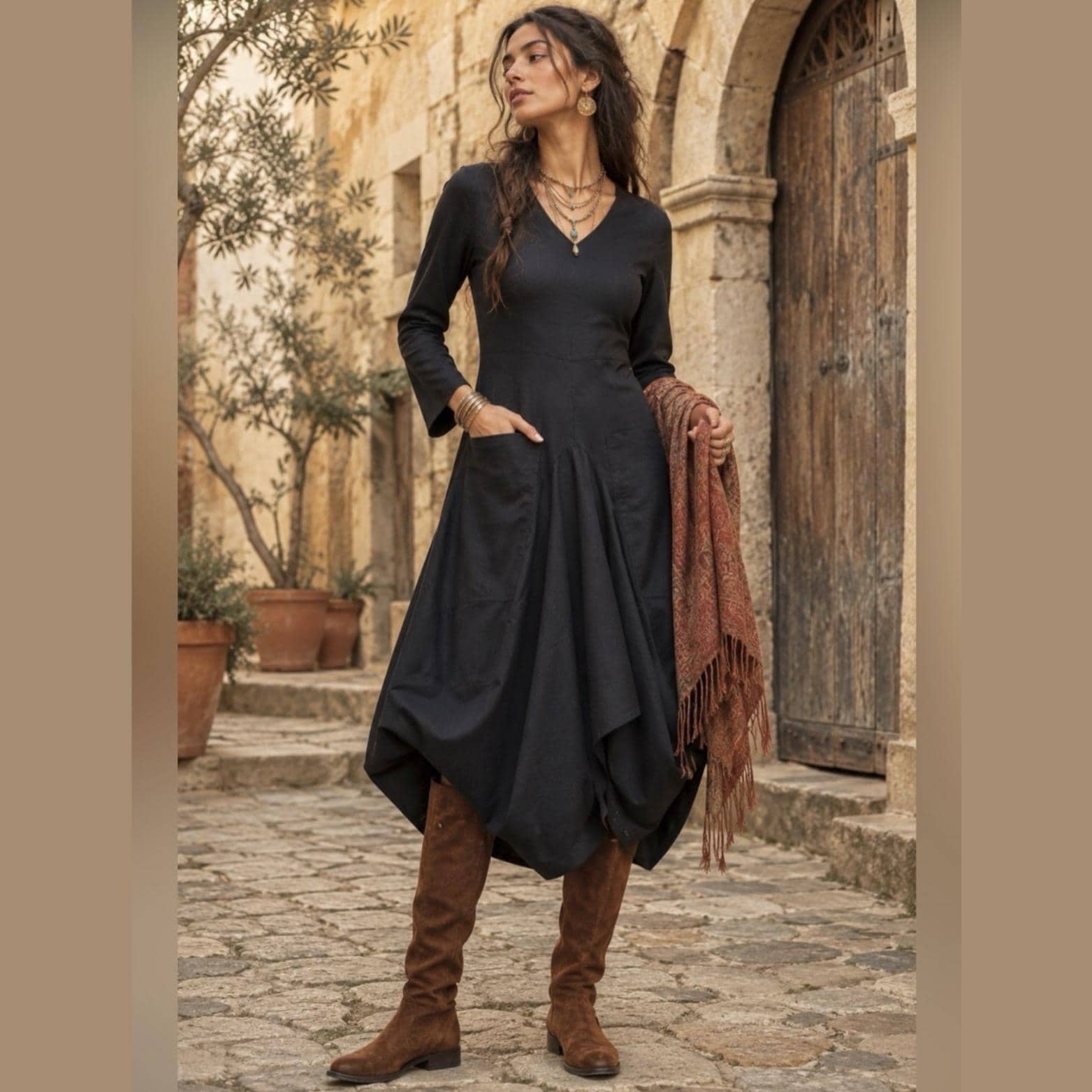 black handkerchief hem dress Featuring an asymmetric neck overall dress Stylekeepers Women's Valentina Cutout Size:XX-SMALL