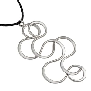 Sterling Silver Labyrinth Pendant Necklace (on a Black Cord with finished silver ends)