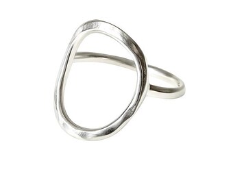 Hammered Circle Ring, Silver Hammered Ring, 925 Sterling Silver Ring ...