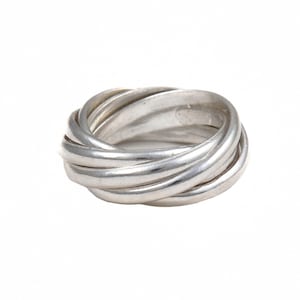 Verflochten Silberring, Rolling Rings mit 7 Bands, russischer Ehering