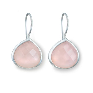 Rose Quartz Sterling Silver Gemstone Teardrop Earrings