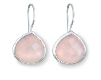 Rose Quartz Sterling Silver Gemstone Teardrop Earrings