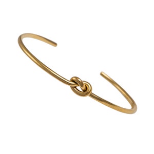 Gold Plated Sterling Silver Love Knot Simple Cuff – Simple Single Knot, Eternity Cuff, Infinity Knot, Dainty Cuff