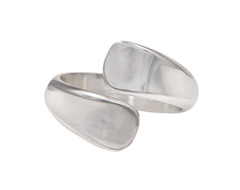 Silver Open Crossover Ring- Modern, Contemporary 925 Sterling Silver Ring