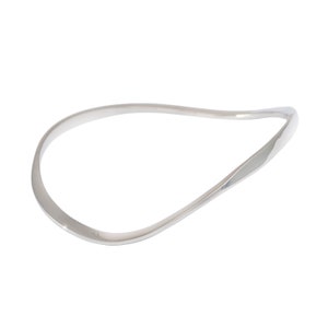 Bracelet jonc asymétrique ondulé en argent sterling, jonc triangulaire en argent massif