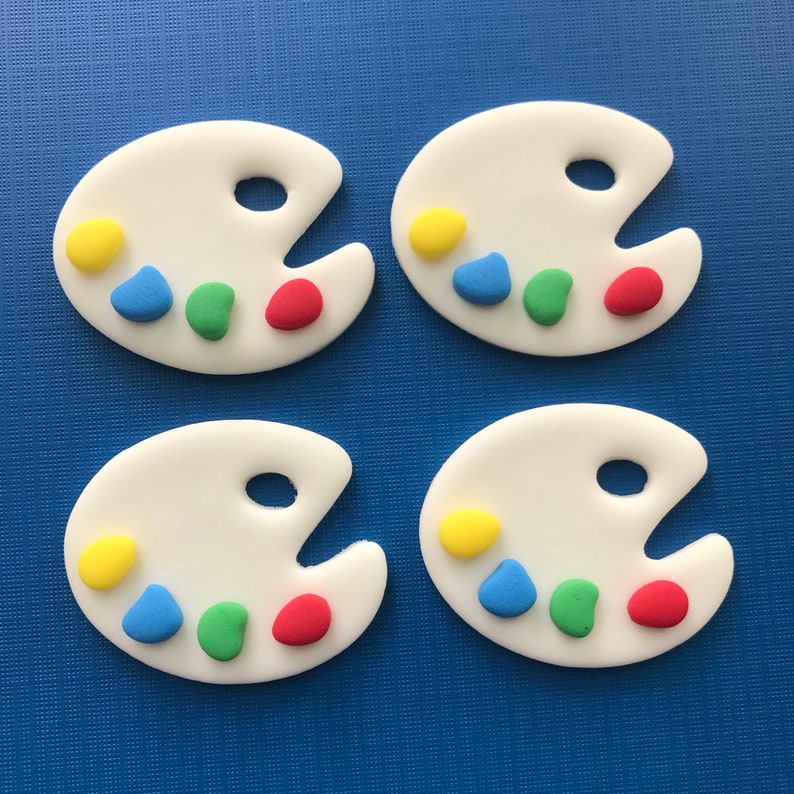 12 Paint Palette Cupcake ToppersFondant Etsy