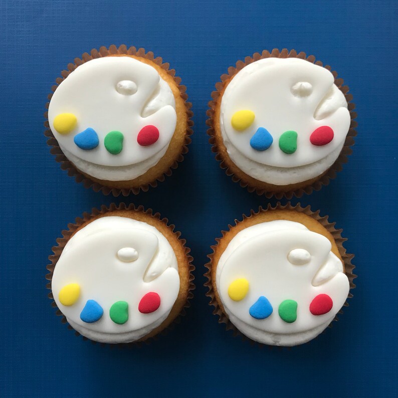 12 Paint Palette Cupcake ToppersFondant Etsy
