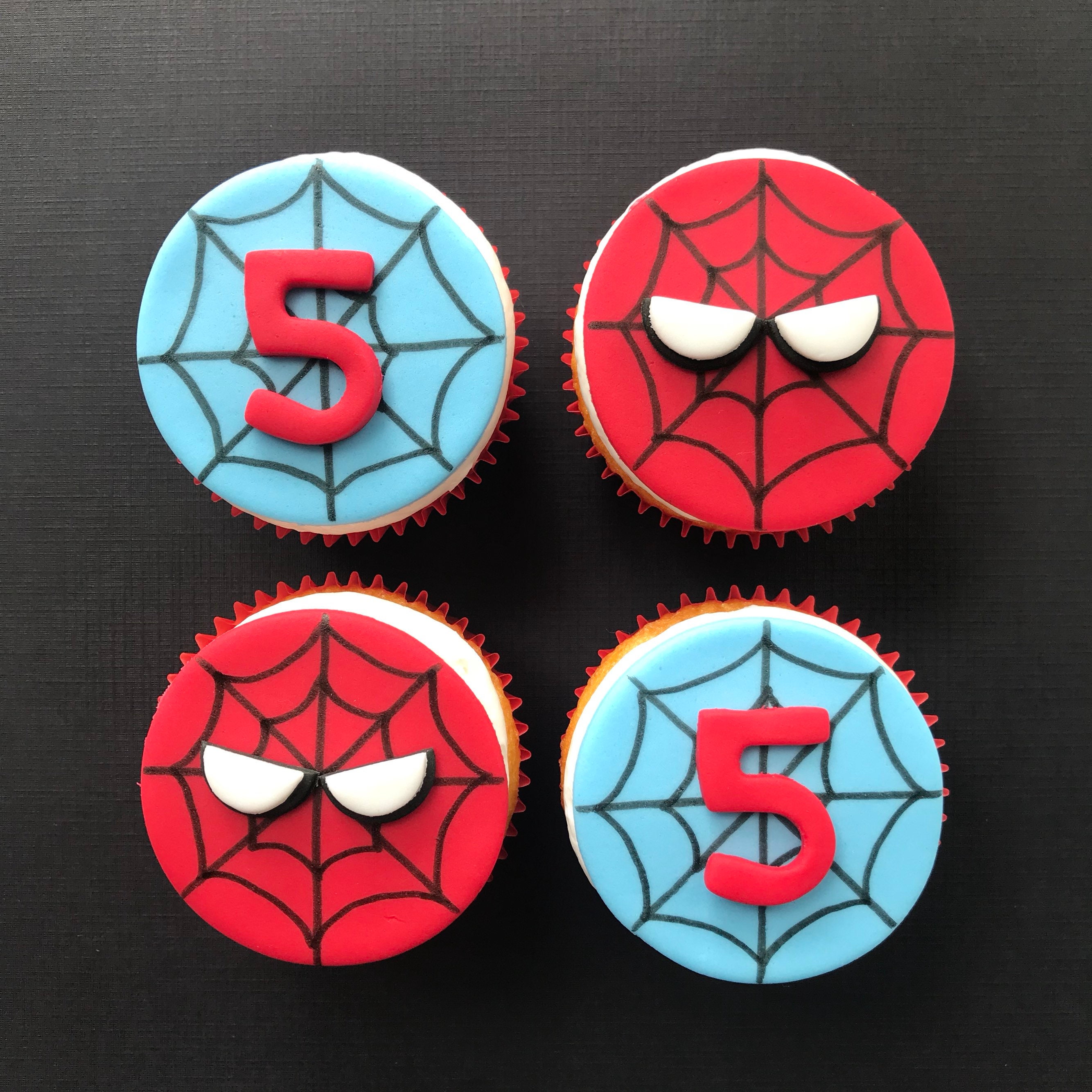 12 Spiderman Inspired Cupcake ToppersFondant Etsy