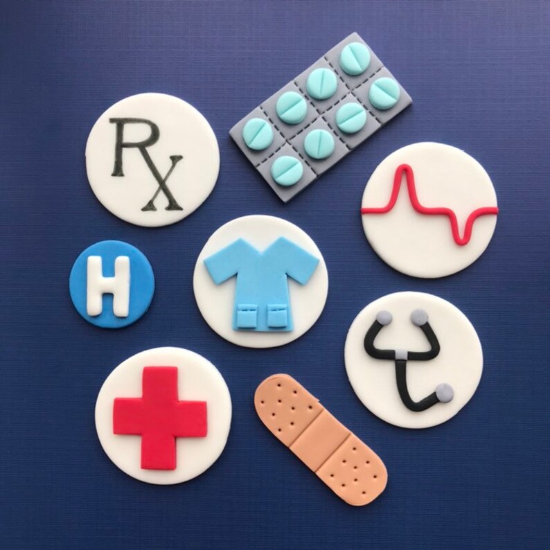 12 Medical Cupcake ToppersFondant Etsy