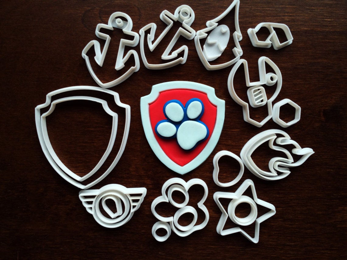 Patrol Cookie Cutter Set of 8 Badges Paw Patrol Badge Fondant Etsy