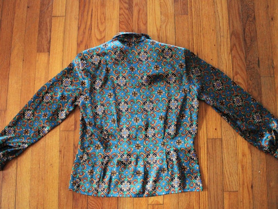 Vintage Polyester Patterned Button Up Oversized B… - image 6