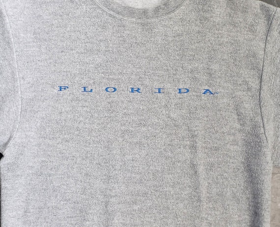 Vintage Gray Embroidered Florida Spellout Pullove… - image 2