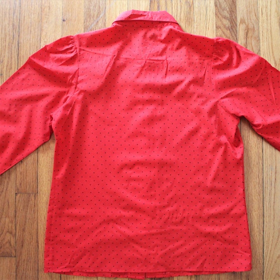 Vintage Red with Black Polka Dots Flowy Polyester… - image 6