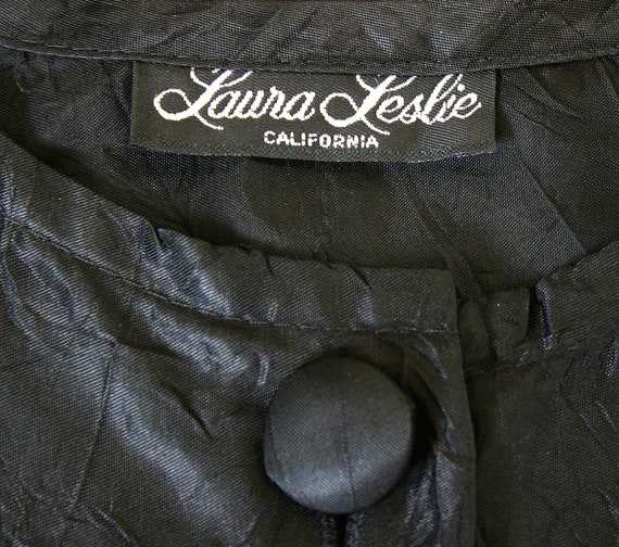 Vintage Black Polyester Chunky Button Up Half Sle… - image 2