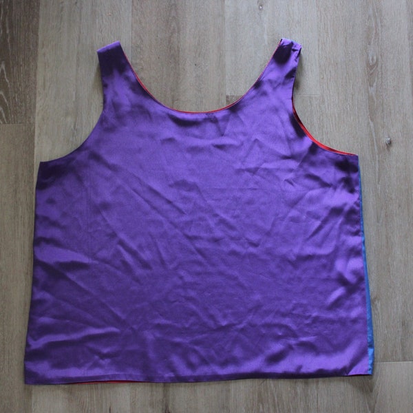 Vintage Unique Wear It Four Ways Colorblocking Neon Reversible Tank Top - Black Purple Blue Red like a medium