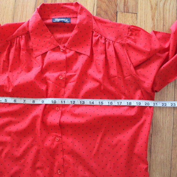 Vintage Red with Black Polka Dots Flowy Polyester… - image 4