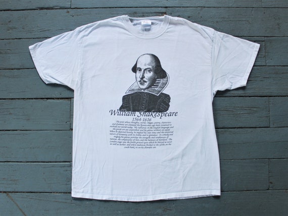 Vintage Black and White William Shakespeare Portrait Tee Shirt 