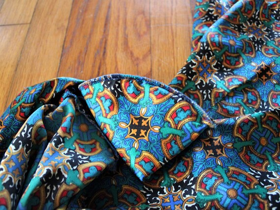 Vintage Polyester Patterned Button Up Oversized B… - image 7