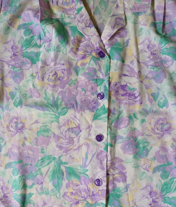 Vintage Short Sleeved Collared Button Up Floral B… - image 2