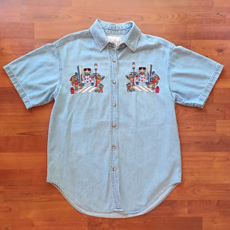 Style Embroidered Frog Button Short Sleeve Shirt main image 1