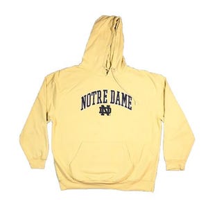 Vintage Yellow University of Notre Dame Spellout Pullover Hoodie Indiana