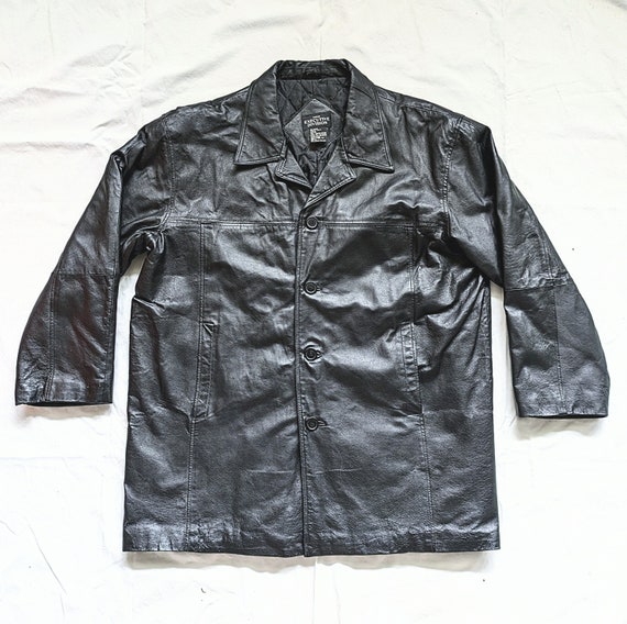 Vintage Haband Senior Edition Herren Lederjacke Button Down XL