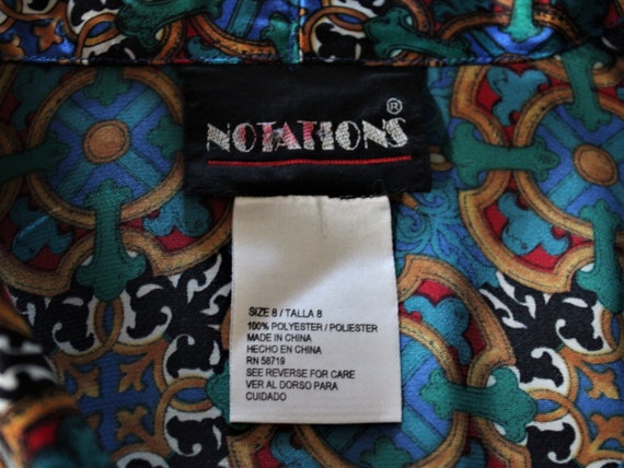 Vintage Polyester Patterned Button Up Oversized B… - image 4