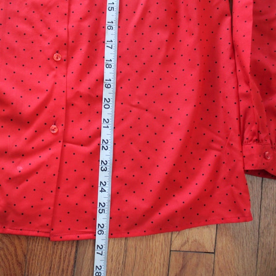 Vintage Red with Black Polka Dots Flowy Polyester… - image 3