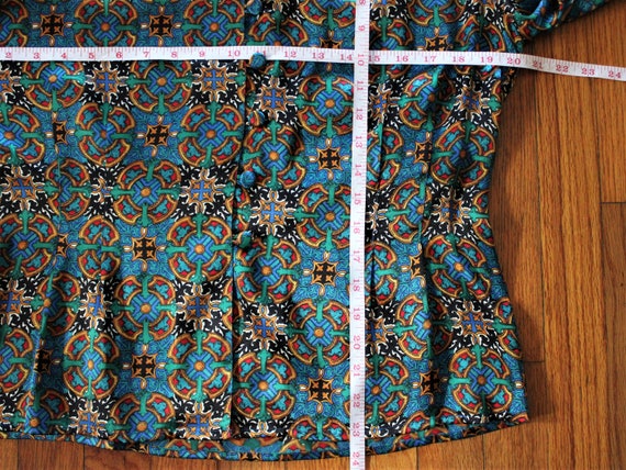 Vintage Polyester Patterned Button Up Oversized B… - image 5