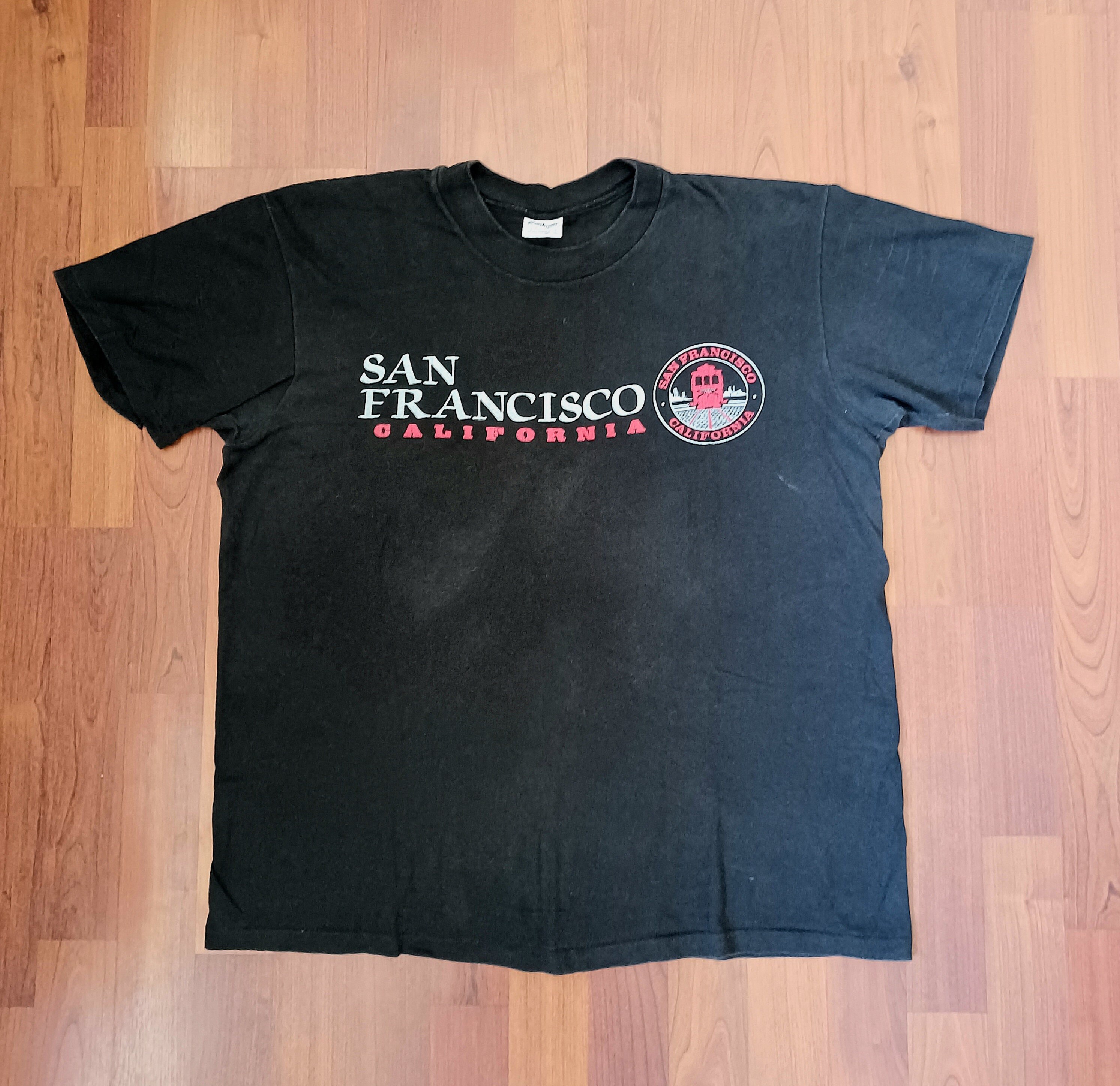 新作揃え Single Black Vintage Stitched California Francisco San シャツ