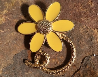 1960s Yellow Enamel Flower Brooch Bridesmaid Gift