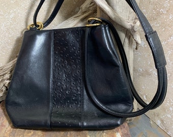 Vintage Gianni Bernini Black Genuine Leather Crossbody Bag - Etsy