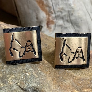 1950s Swank Dog Black and Gold Tone Cufflinks Groomsman Gift