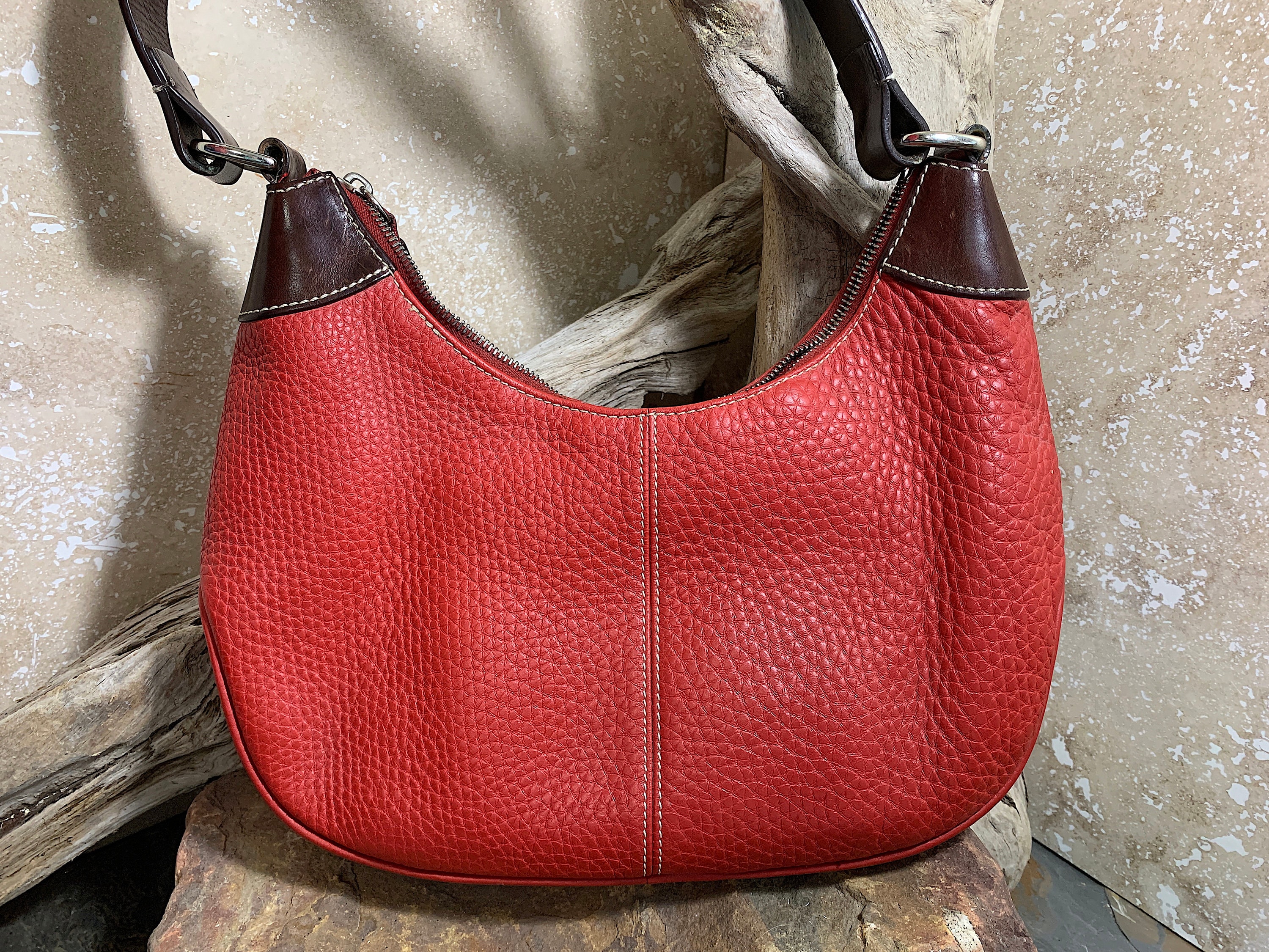 Large Red Helen Hobo Purse - Soft Leather Bag | Laroll Bags