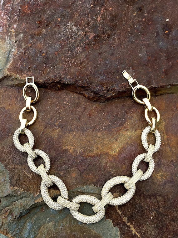 1990s Hip Hop Swarovski Pavé Chunky Chain Link Gol