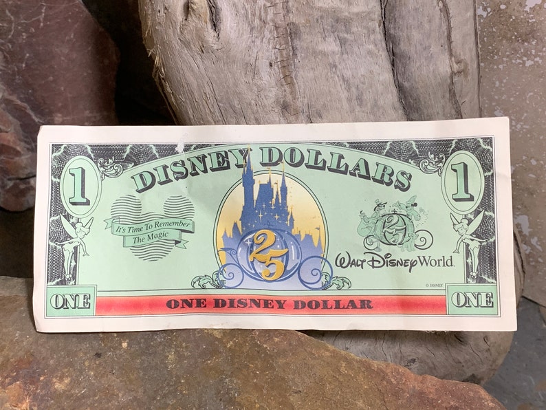 1997 A Disney Dollar Sorcerer Mickey front Cinderella Coach on back 25th Anniversary Disney World Extremely Rare image 2