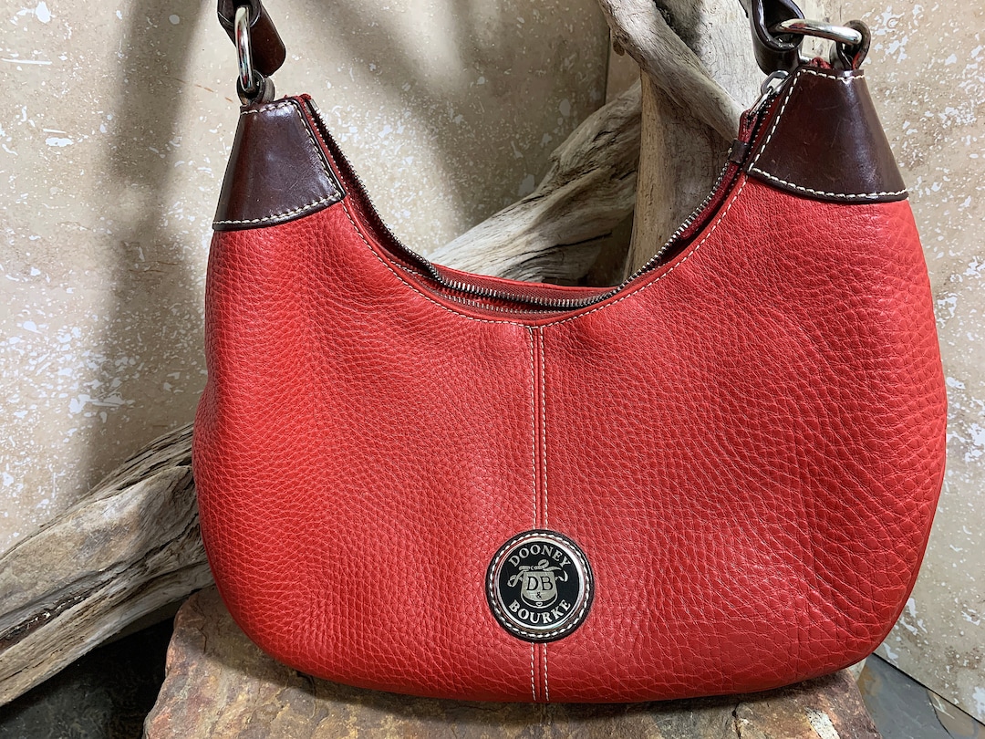 Vintage AWL Dooney Bourke Signature Red Leather Small Hobo Purse