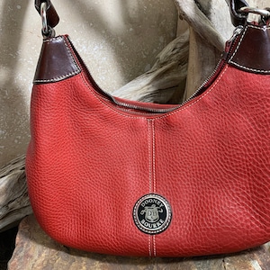 Vintage AWL Dooney & Bourke Signature Red Leather Small Hobo Purse Shoulder Bag Shoulder Purse Shoulder Handbag