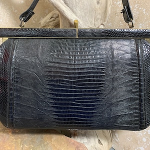 1960er Jahre Schwarze Alligator Leder Handtasche
