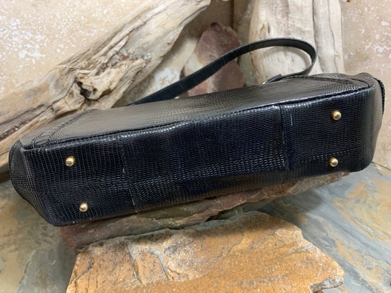 1960s Black Alligator Leather Handbag - image 8