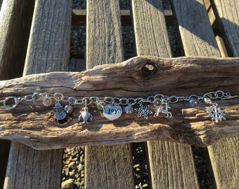 Winter Holidays Silver tone Charm Bracelet