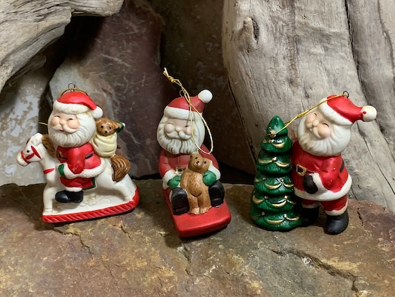 1980s X'mas Around the World Trio of Santas Set of 3 Taiwan